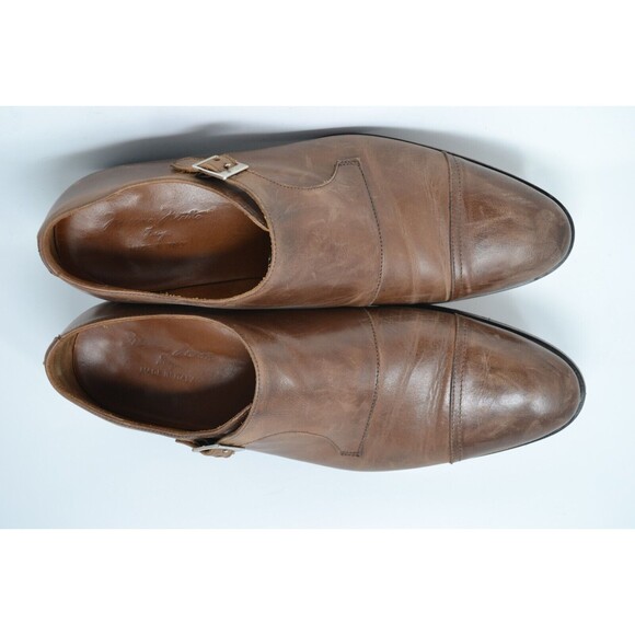 Massimo Matteo 7921 Cuoio Brown Single Monk Dress Shoes Mens 10.5 M Oxford ITALY main image 4
